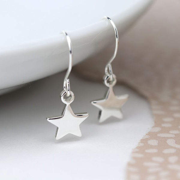 01882 Silver Plated Star Drop Earrings By Pom