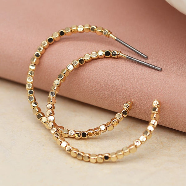 04038 Faux Gold  Cube Bead Earrings