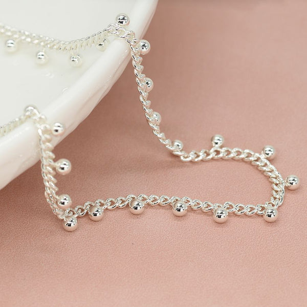 04101 Silver Plated Multi Bead Chain Necklace By Pom