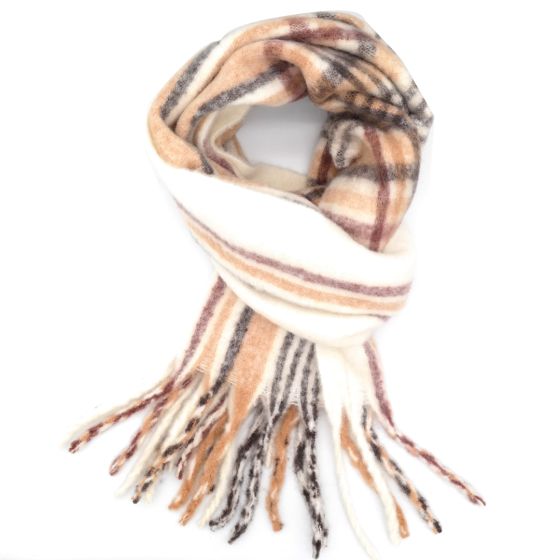 22301 Cream Tartan Scarf