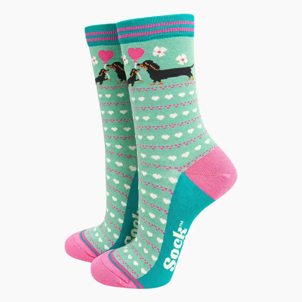 4462DDOGMI  Sausage Dog Bamboo Socks (UK 3-7)