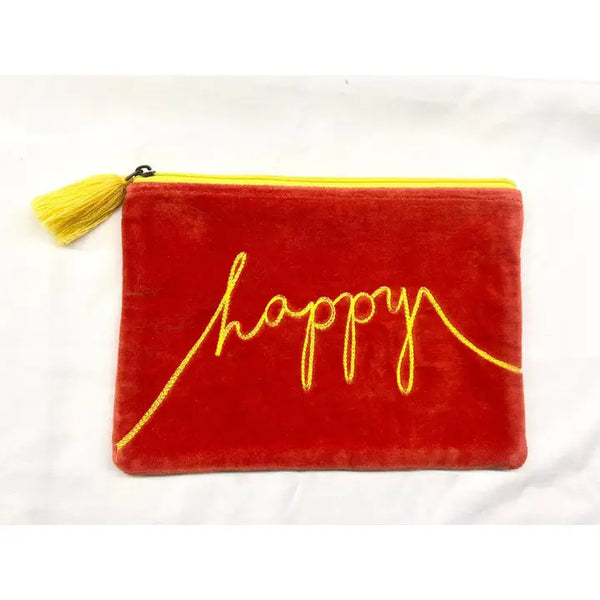Orange & Yellow Velvet Happy Pouch