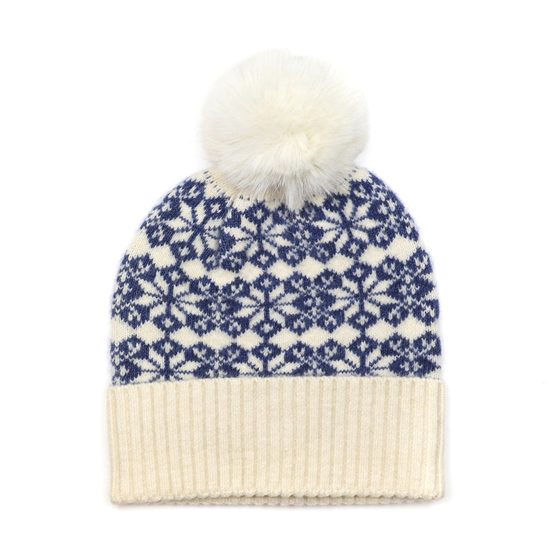 40699 Blue Scandi Pom Pom Beanie Hat by POM