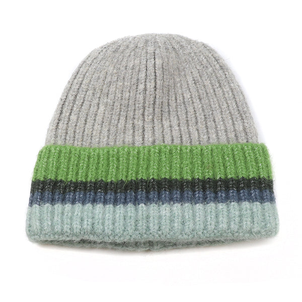40709 Grey Ribbed Beanie Hat by POM