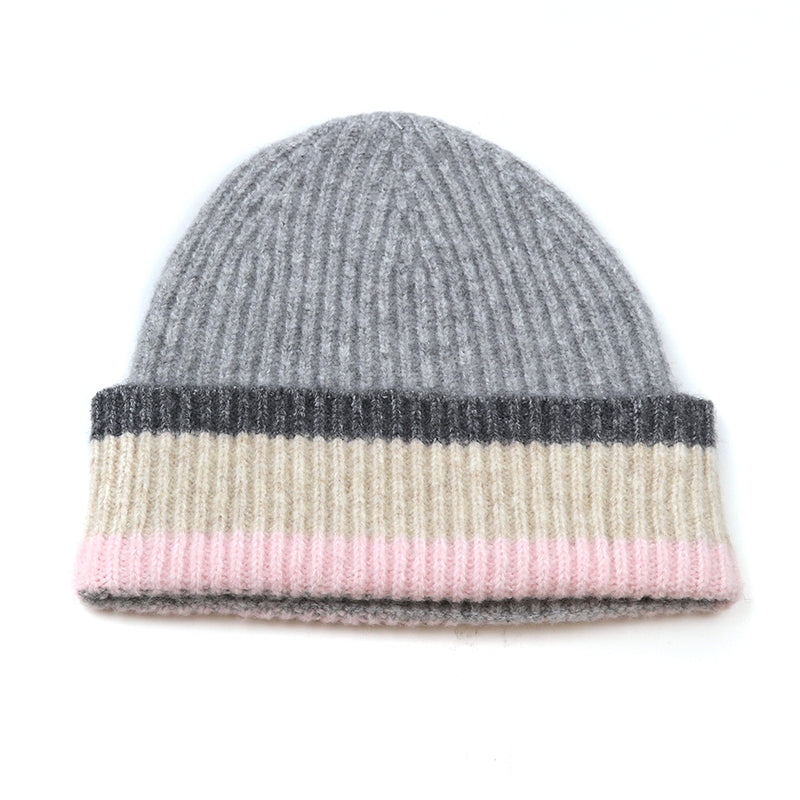 40712 Grey Ribbed Beanie Hat by POM
