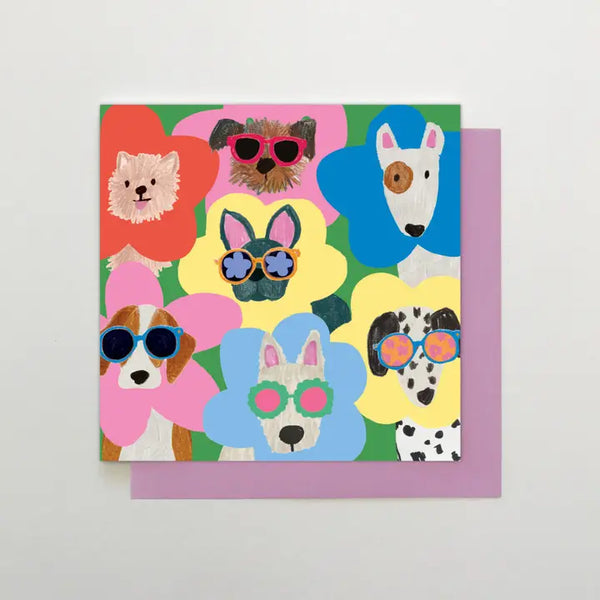 AC10 Dogs in Flowers Card