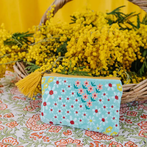 Blue Small Velvet Meadow Pouch