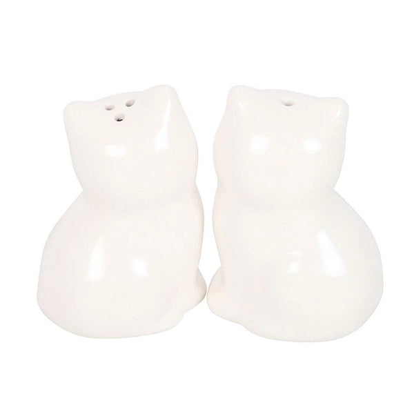 White Cat Shaped Salt & Pepper Shakers By Something Different