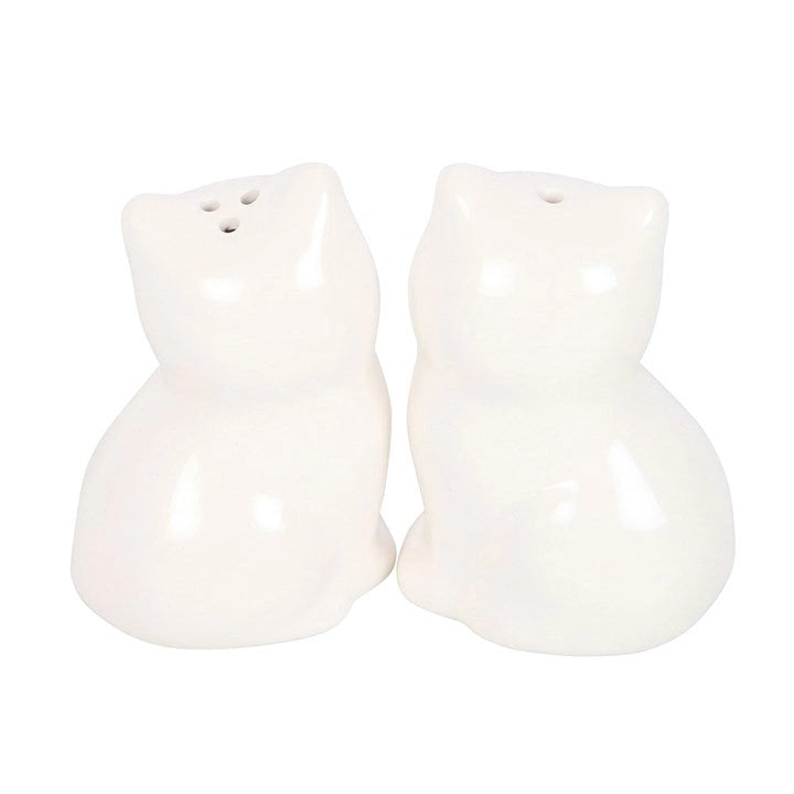 White Cat Shaped Salt & Pepper Shakers By Something Different
