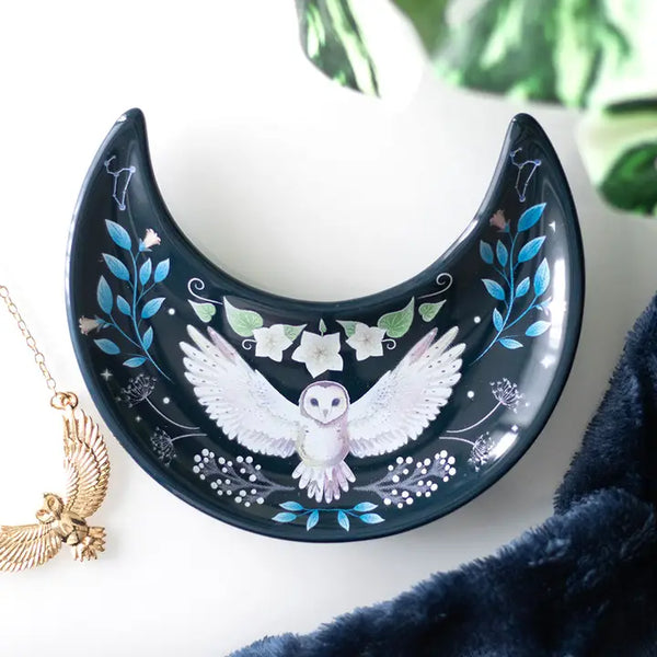 08025 Crescent Moon Owl Trinket Dish