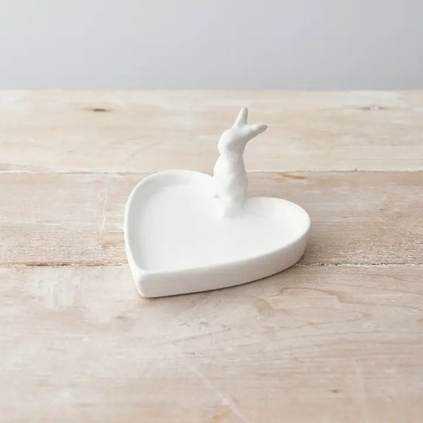 Heart Shaped Rabbit Trinket Dish By Gainsborough Giftware