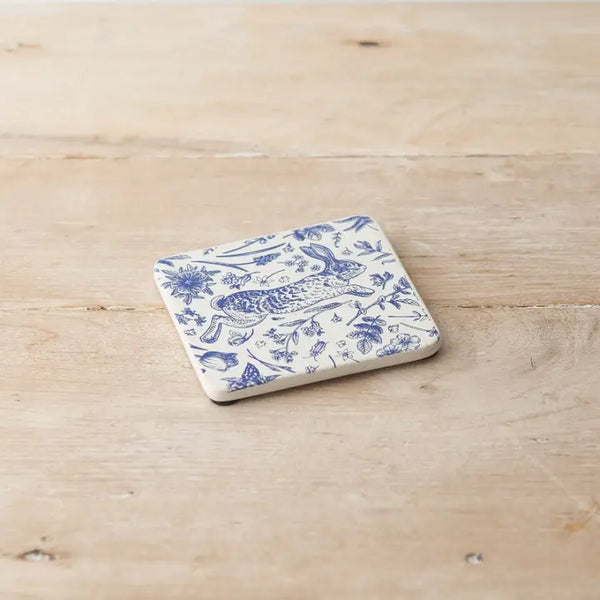 Blue Hare Floral Coaster By Gainsborough Giftware