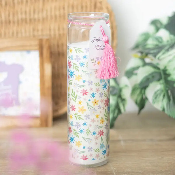 43825 Fresh Linen Glass Tube Candle