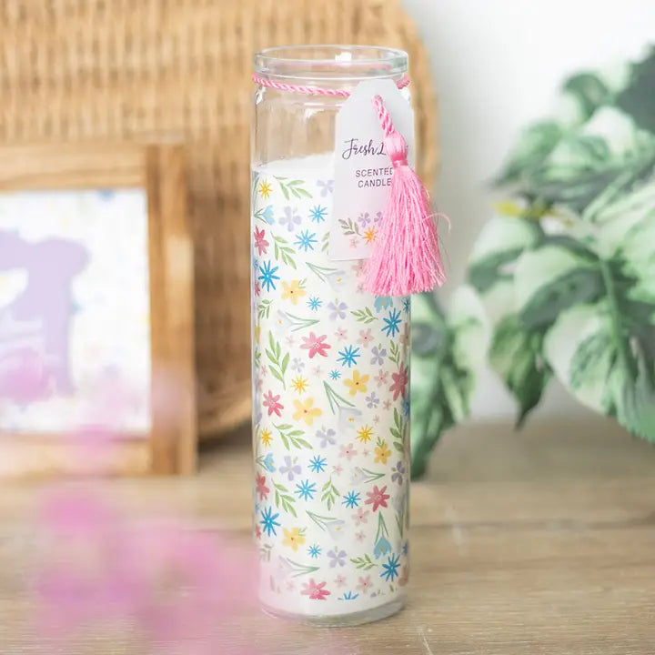 43825 Fresh Linen Glass Tube Candle