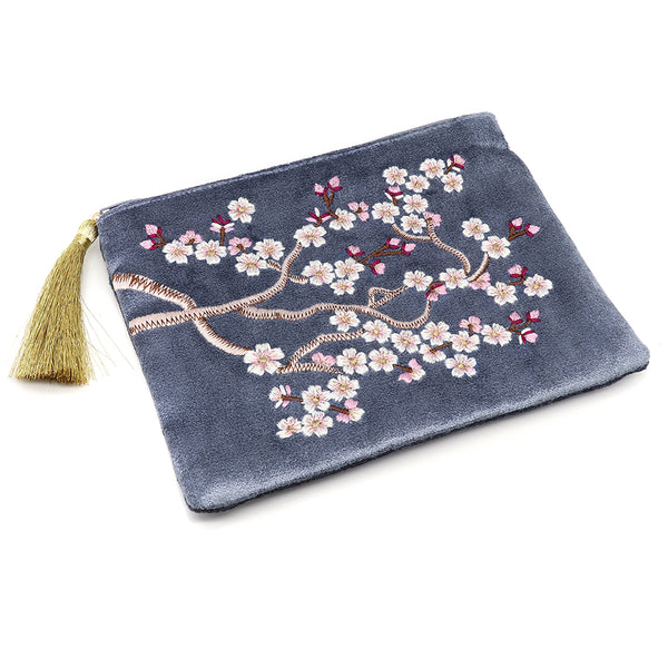 81635 Sakura Cobalt Blue Flat Velvet Purse By Pom