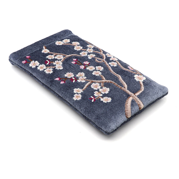 81637 Sakura Cobalt Blue Embroidered Glasses Purse By Pom