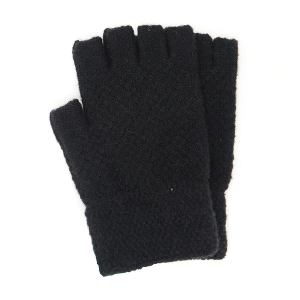 90150 Black Fingerless Knitted Gloves By Pom