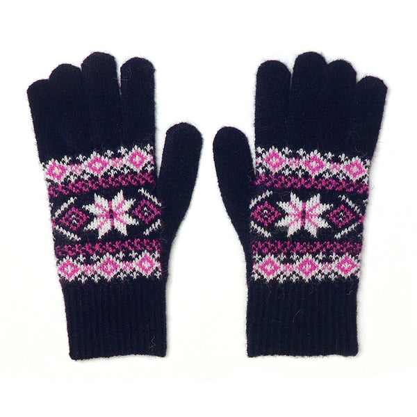 90271 Navy Star Flower Gloves By Pom