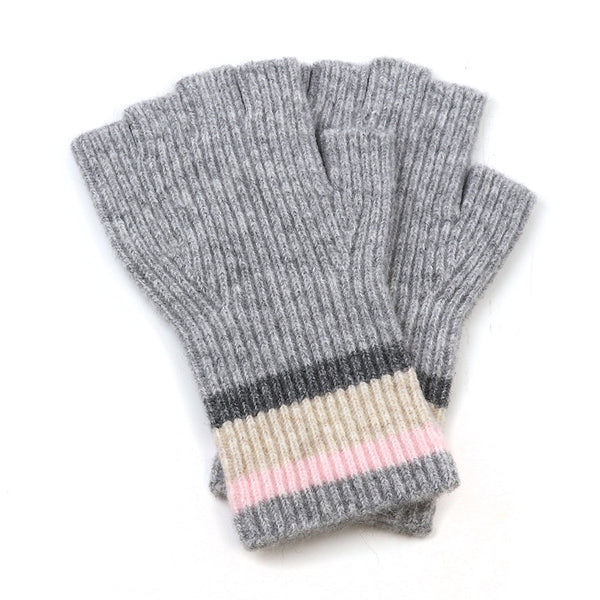 90278 Grey Fingerless Gloves By Pom