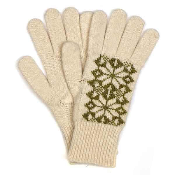 90338 Olive Green Scandi Star Gloves By Pom