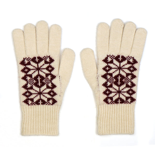 90340 Burgundy Cream Scandi Star Gloves By Pom