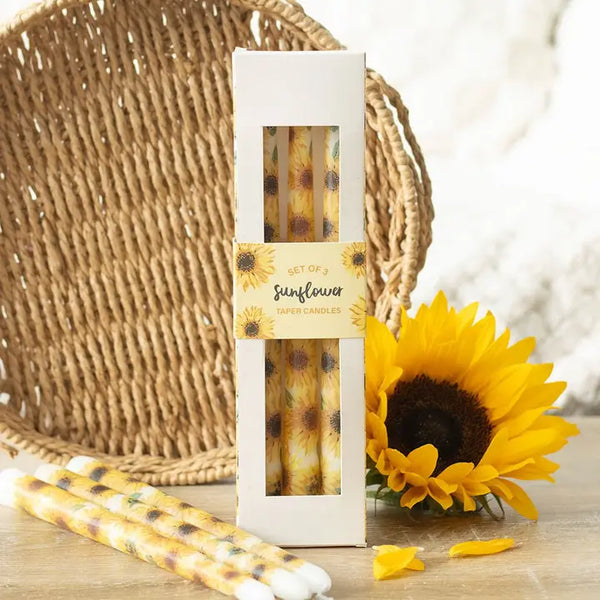 Sunflower Set Of Three Taper Candles