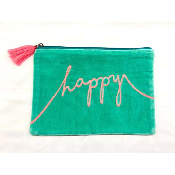 Mint & Pink Velvet Happy Pouch
