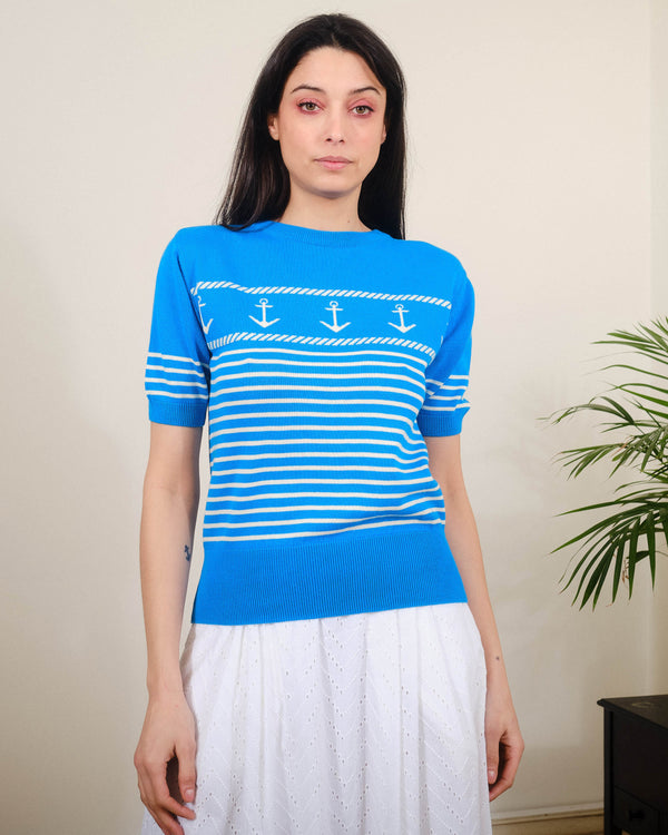 Anchors S/S Crew in Methyl Blue