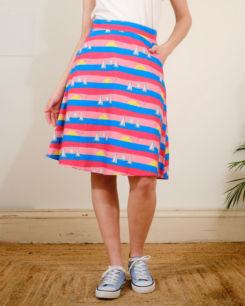 Annabel Skirt in Sunset Sailing Print