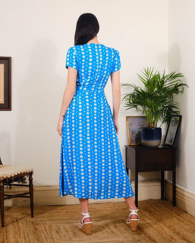 Ava Dress in Blue Buttercups Print
