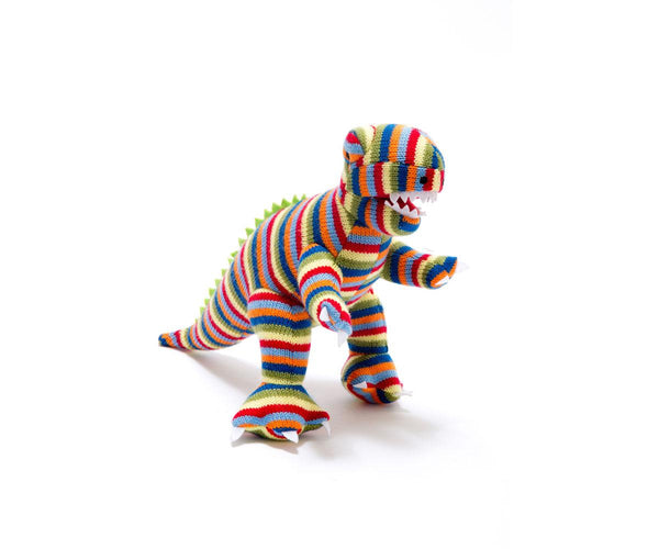 BY4137NB T Rex Rainbow Knitted Large Toy By Best Years