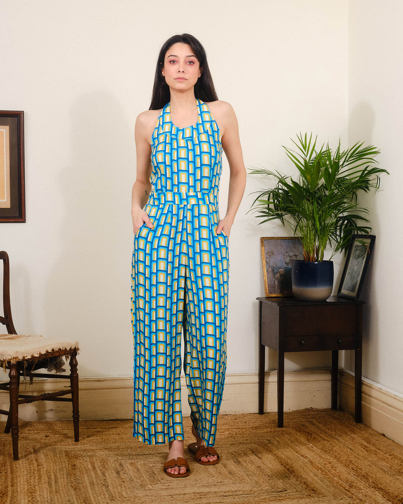 Halter Jumpsuit in Hove Pier Print