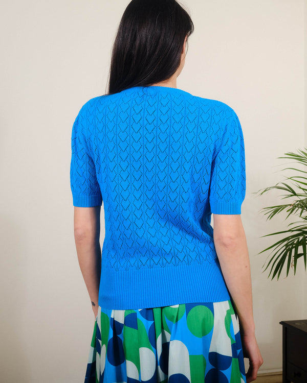 Heart Pointelle S/S in Methyl Blue