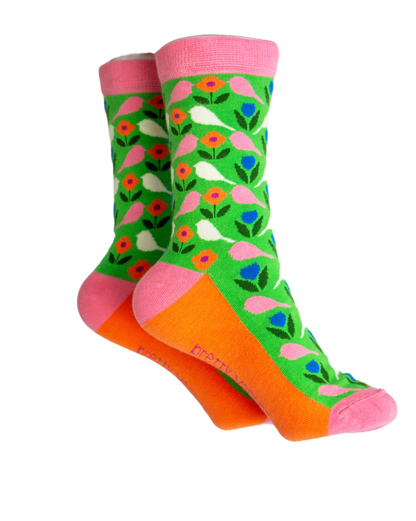 PVSOK007 Budgie Flower Socks (UK 3-7)