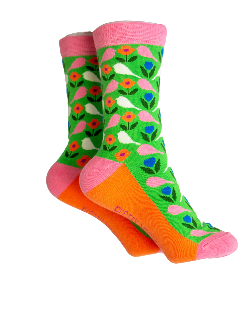 PVSOK007 Budgie Flower Socks (UK 3-7)