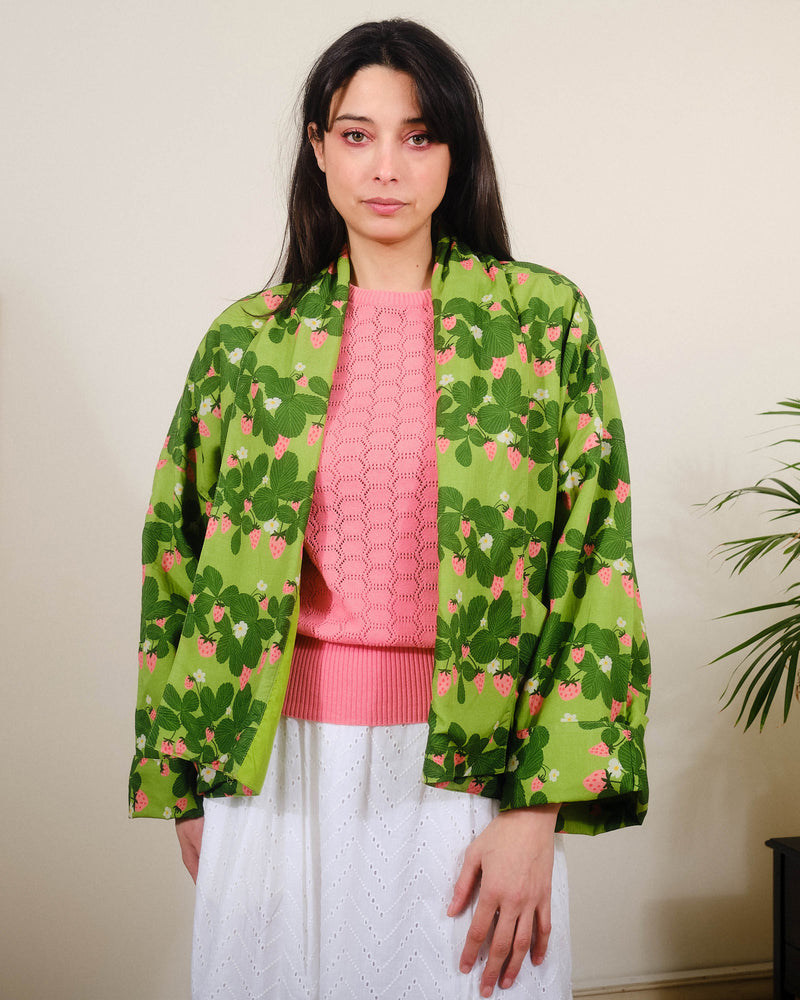 Kimono in Strawberry Picking Print
