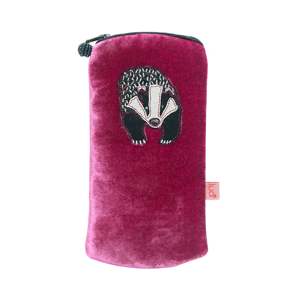 PU1023 Pink Badger Velvet Glasses Purse By Lua