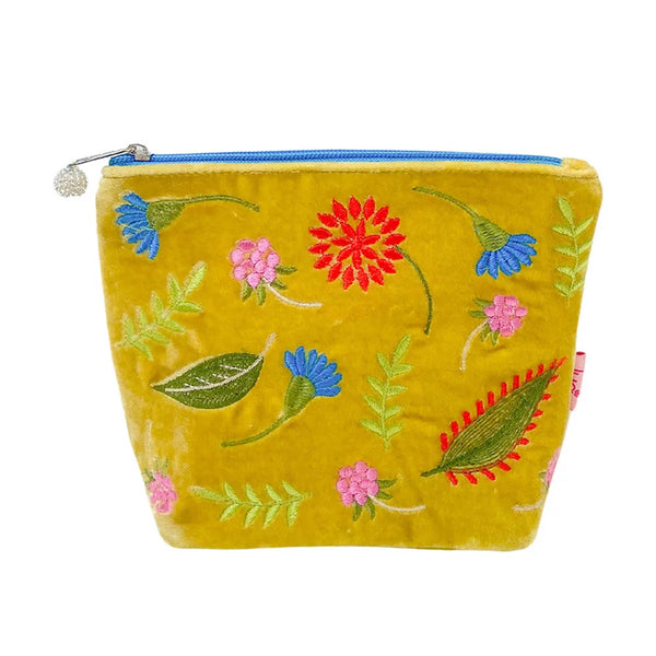 PU175 Yellow Folk Flower Cosmetic Purse By Lua