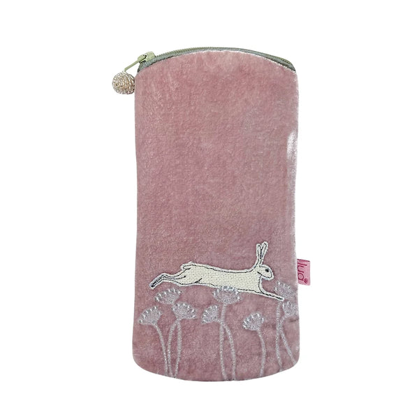 PU272 Dusty Pink Leaping Hare Glasses Purse By Lua