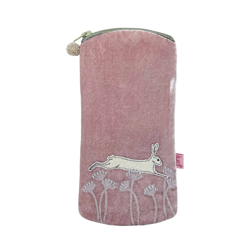 PU272 Dusty Pink Leaping Hare Glasses Purse By Lua