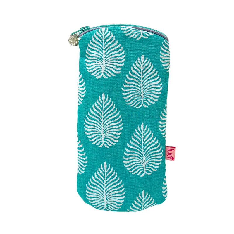 PU391 Aqua Leaf Zipped Glasses Purse By Lua