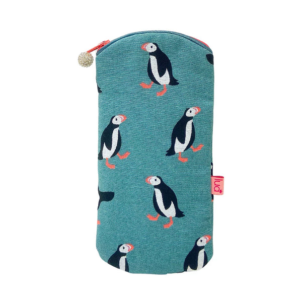 PU391 Blue Puffin Zipped Glasses Purse By Lua