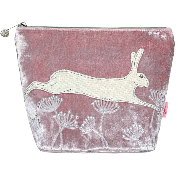 PU392 Pink Leaping Hare Large Cosmetic Purse By Lua