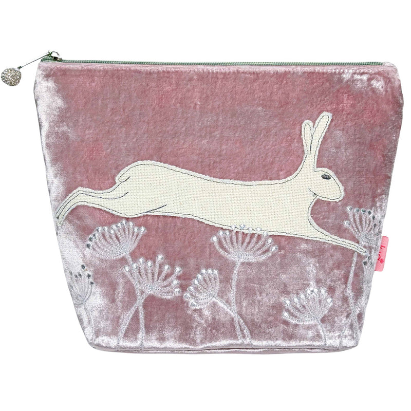 PU392 Pink Leaping Hare Large Cosmetic Purse By Lua