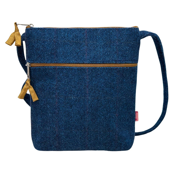 PU397 Blue Herringbone Cross Body Purse By Lua
