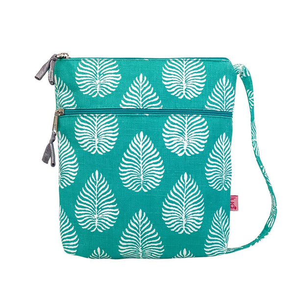 PU397 Teal Leaf Cross Body Purse By Lua