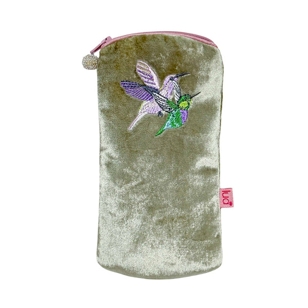 PU416 Green Hummingbirds Glasses Purse By Lua