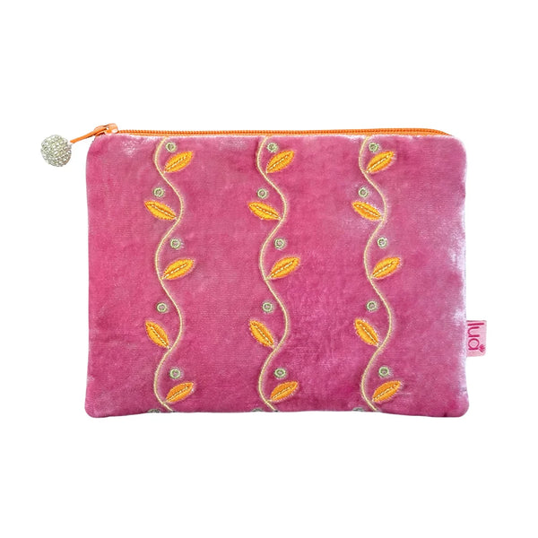 PU438 Flamingo Pink Leafy Lines Purse By Lua