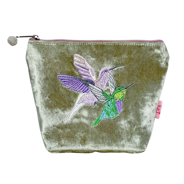 PU467 Fennel Green Hummingbirds Small Cosmetic Purse By Lua