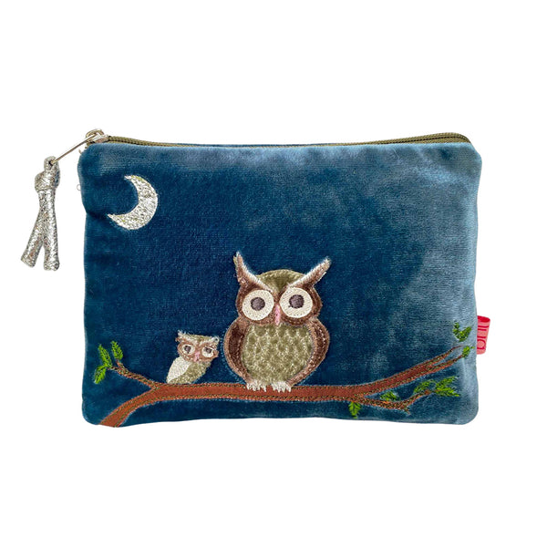 PU487 Blue Owl Velvet Purse By Lua